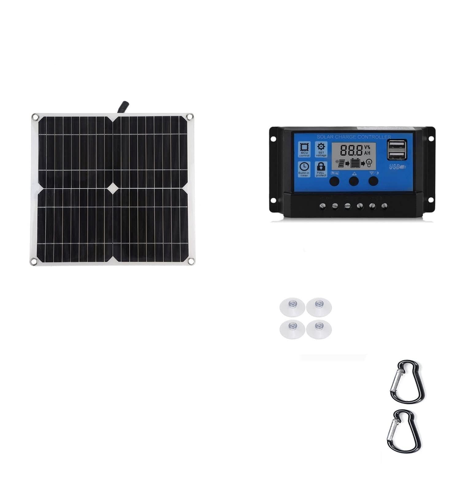 Panel słoneczny 20 W. USB 5V DC 12V Z kontrolerem 10/20/30A elastyczne ogniwa słoneczne do ładowarki jachtu samochodowego kempingowe wodoodporne(Panel with 30A)
