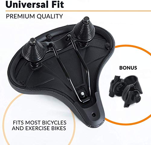 Extra Comfortable Bike Seat for Seniors with Elastomer Springs – Extra Wide and Padded Bicycle Saddle for Men and Women Comfort – Universal Bike Seat Replacement