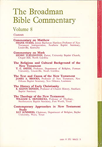 Broadman Bible Commentary: Matthew and Mark v. 8 0551006315 Book Cover