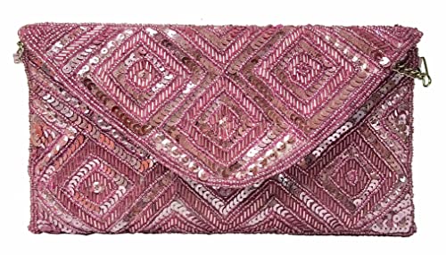 Image of DUCHESS Women's Hand Embroidered Envelope Clutch -Bridal Ethnic Traditional Casual Purse /Clutch /Handbag (23 L x 2.5 W x 13H cm)