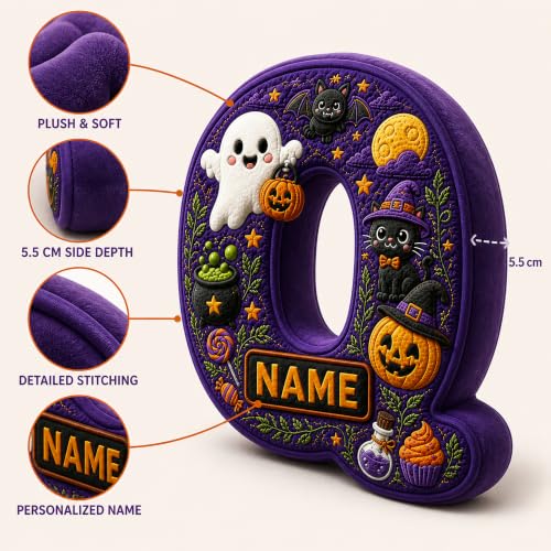 Individuelles Halloween-Buchstabenkissen mit Namensaufdruck – Bild 4