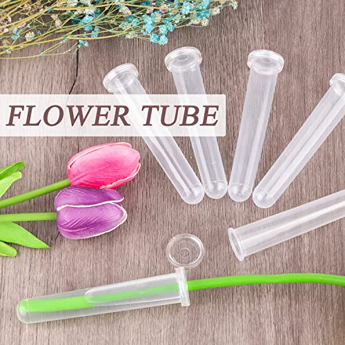 ZDNT 10 PCS Floral Water Tubes Flower Tubes Test Tubes Reusable Flower Water Tubes with Caps Transparent Plastic Floral Test Tubes Floral Tubes for Flower Decoration,Flower Arrangements,11 x 2.2 cm - Image 3