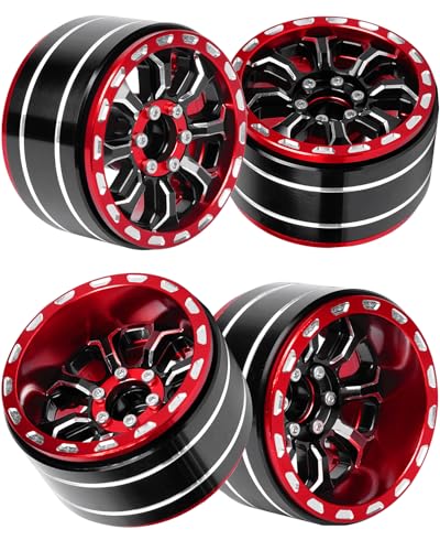RcarmumbWow 1.9IN Beadlock Wheels Adjustable 4 Offsets for 1/10 SCX10 TRX4 TRX6 Gen8 D90 VS4-10 MST CFX RC Crawler Car,RC 1.9 Beadlock Rims 1.9 Beadlock Wheels Adjustable Rims,4Pack,Red