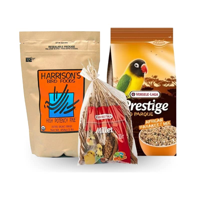PIUMER - Pack Ahorro para agopornis Harrison 454 gr + MIXTURA VERSELE Premium 1 kg + PANIZO 110 gr