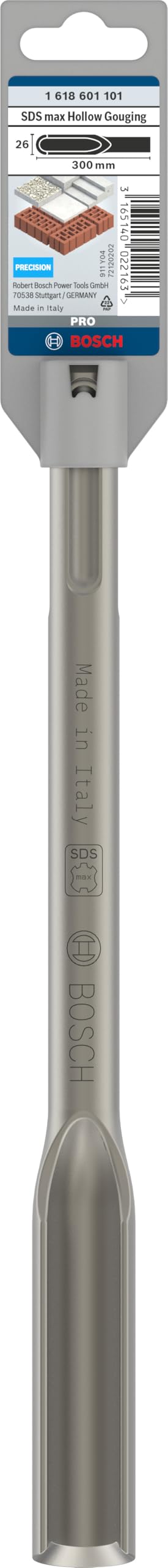 Bosch 1618601101 Gouges Burin Creux avec SDS-Max, Gris, 300x26 mm