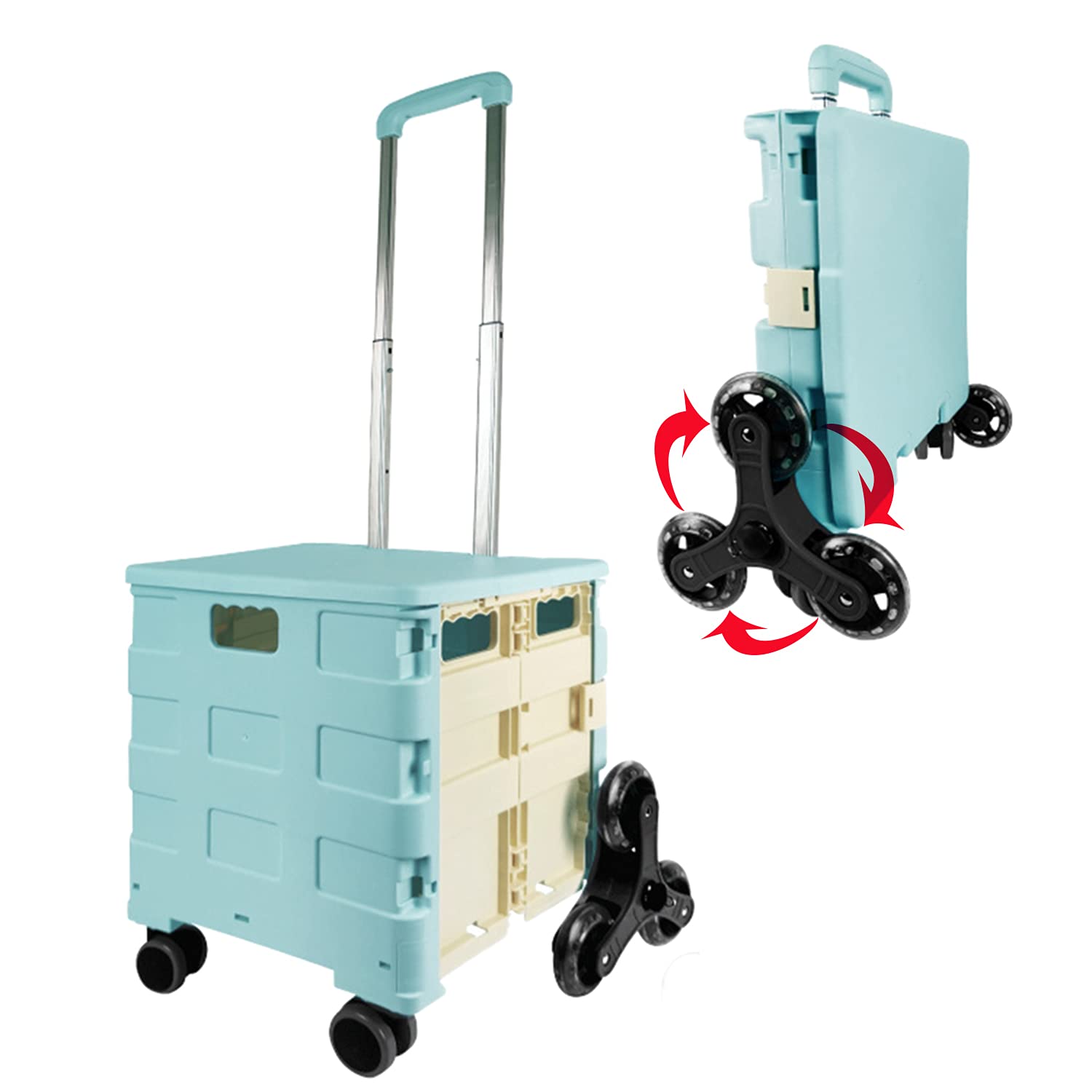 Buy LEKEA StairClimbing Wheeled Foldable Utility Rolling Cart Crate