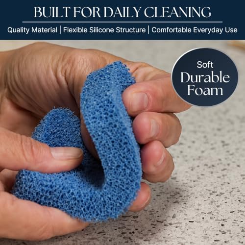 Image of Sinkology SSCRUB-101-3 Breeze Non-Scratch and Odor Resistant Silicone Scrubber Package of 3 Sponges, Blue, 3 Piece