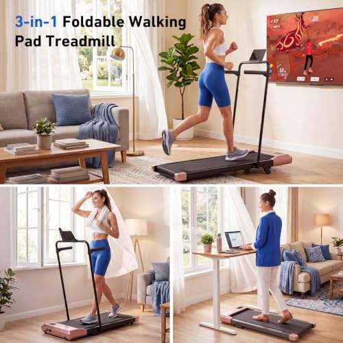 Image of DeerRun Walking Pad with 6% Incline, 3 in 1 Under Desk Treadmill for Home Office & Small Spaces, 2.5HP Quiet Walking Pad Treadmill with 300lb Capacity, 0.6-3.8MPH, App & Remote Control
