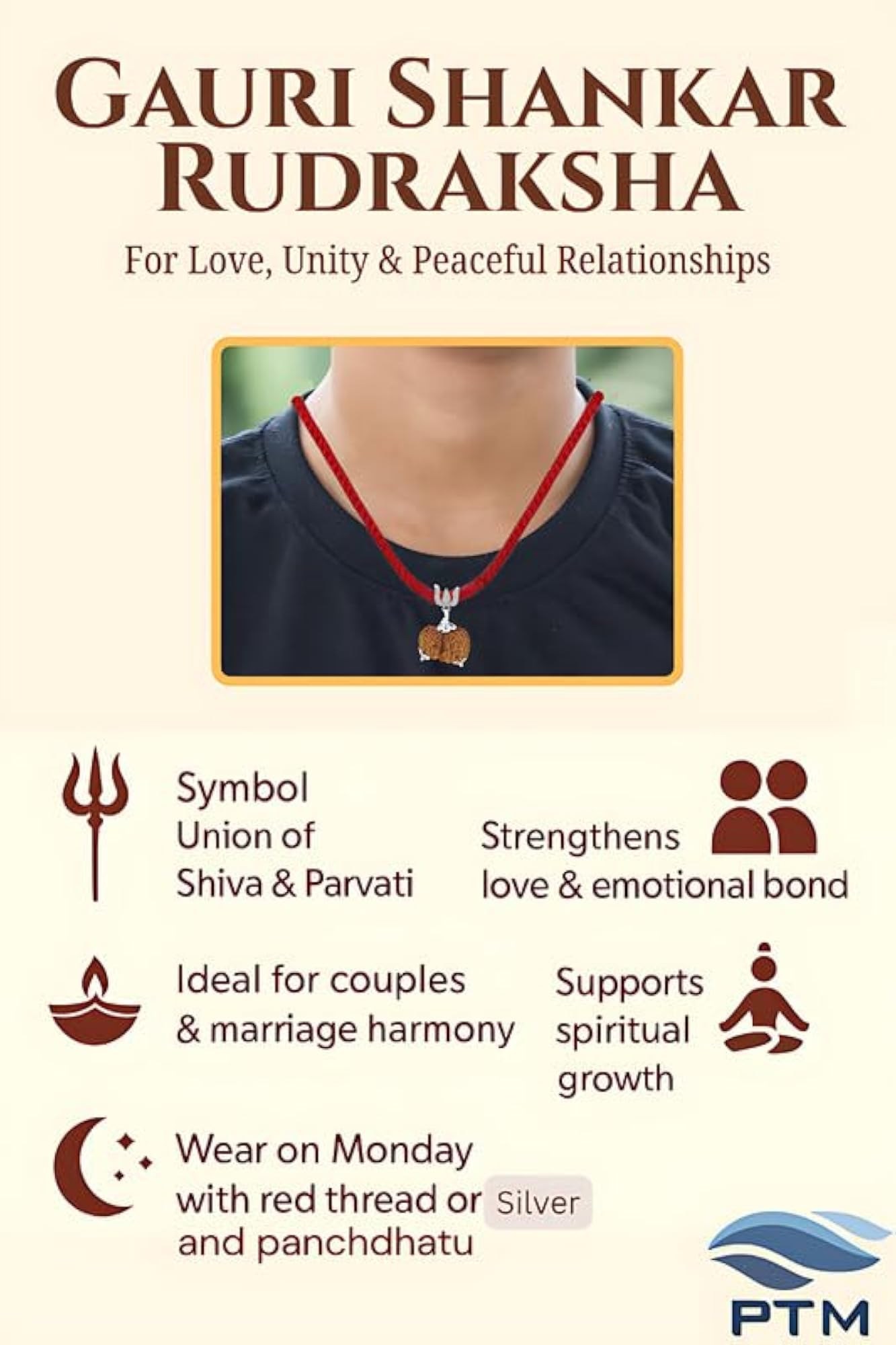 Gauri Shankar Rudraksha Certified Twin Beads