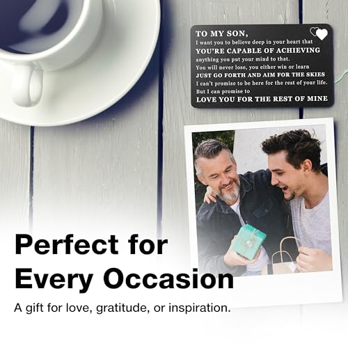 Engraved Wallet Card for Son – Meaningful Gift from Mom & Dad, Inspirational Keepsake for Birthday, Graduation, Wedding, or Father’s Day3