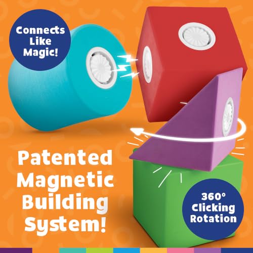 Image of Blockaroo Magnetic Foam Building Blocks 40-Piece Set with Storage Chest