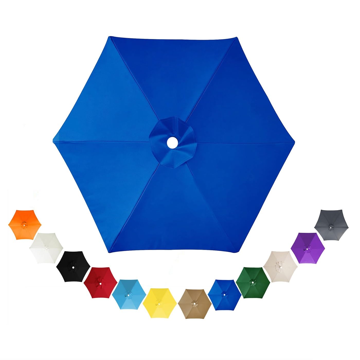 CWCQGH Beige Replacement Parasol Canopy 2.0m/3.0m/3.5m - Waterproof Breathable 6-Rib Umbrella Fabric for Sunshade & Patio Umbrella - Canopy Material,Blue-2.30m/6-Ribs