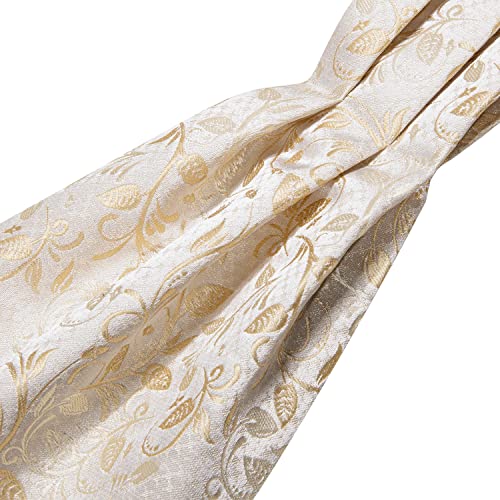 YOHOWA Ascot Ties for Men Champagne Gold Cravat Tie Self Necktie Pocket Square Cufflinks Lapel Pin Set Wedding Prom Party
