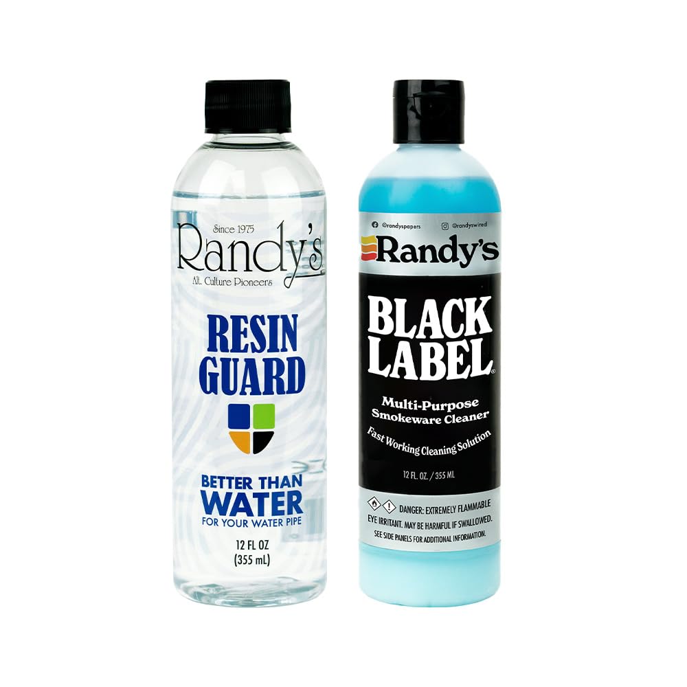 Randy's Black Label Cleaner and Resin Guard Bundle – Fast-Acting Resin Cleaning Solution for Glass, Metal & Ceramic Surfaces – Glass Pipe Cleaner -