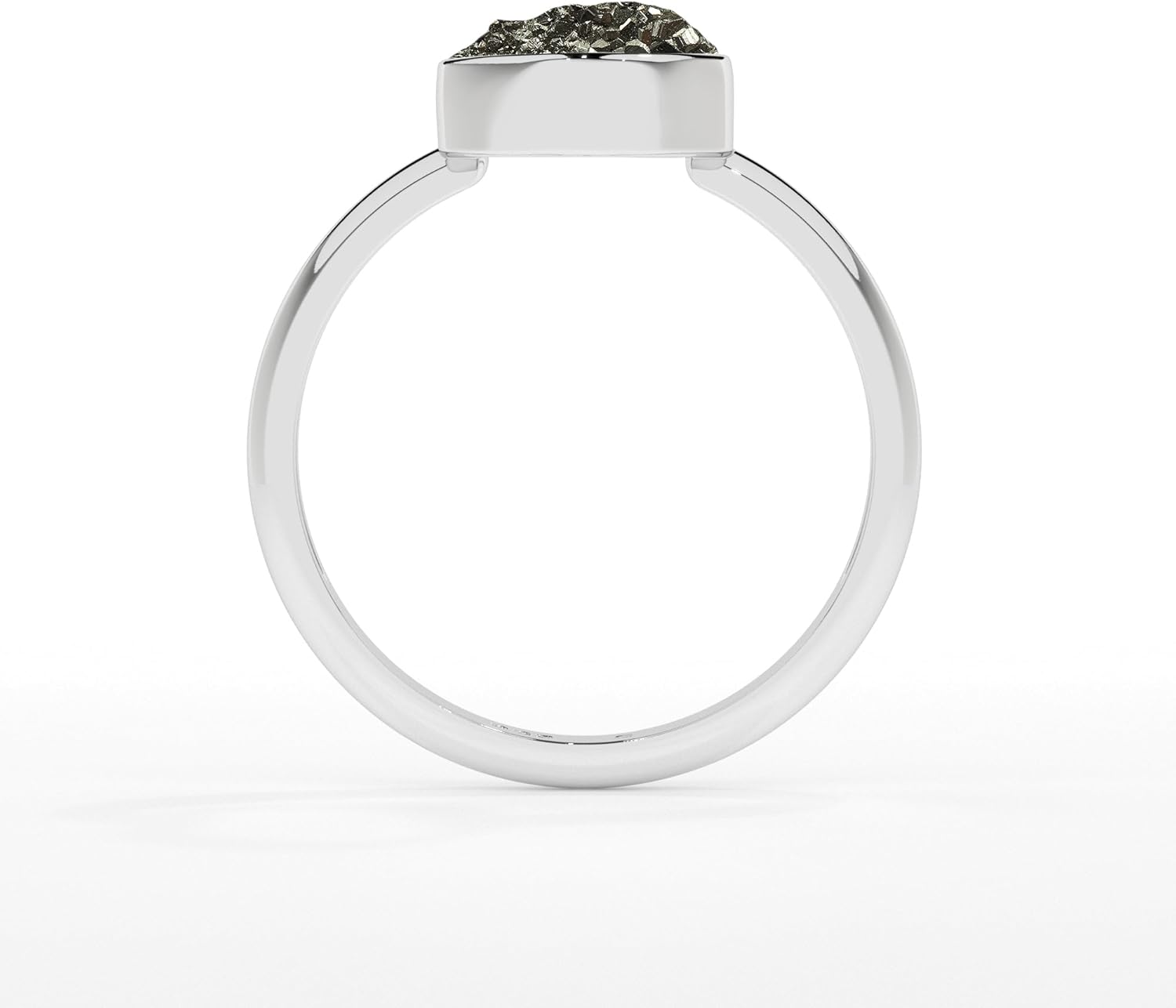 Natural Raw Pyrite Solitaire Rings for Women in Sterling Silver, July, August Birthstone Jewelry Gifts for Her Birthday, Anniversary, Christmas (Bezel-Set)