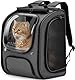 pecute Katzenrucksack Bubble Haustier Rucksack mit Netzfenster, Tragbare und Faltbare Katzentasche, Atmungsaktive und Leichte Hundetasche für Hunde Katzen Haustiere, Grau (42 * 32 * 26cm)