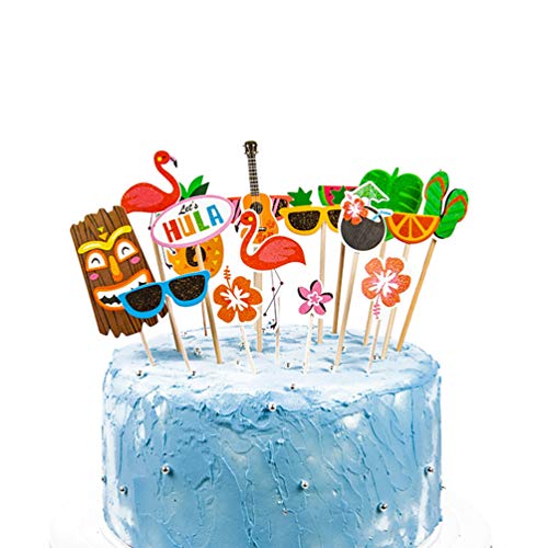 Summer Beach Theme Cake Toppers, Hawaii Flamingo Cupcake Toppers