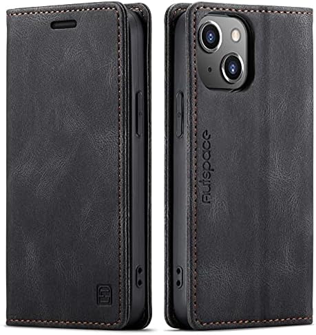 HAII Case for iPhone 13 Mini,PU Leather Folio Flip Wallet Case with Card Holster Stand Kickstand Magnetic Closure Shockproof Phone Cover for iPhone 13 Mini 5.4 inch 2021 (Black)