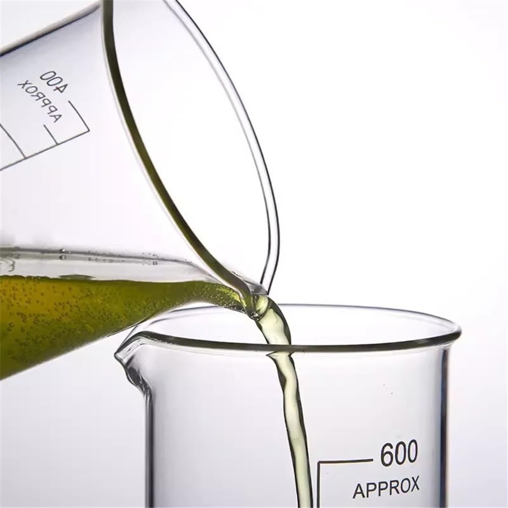 Cristalería de Laboratorio Vaso de precipitados alto de vidrio graduado resistente a altas temperaturas de 50/100/150/250/300/500/800/1000 ml/2000 ml(800ml 2pcs)