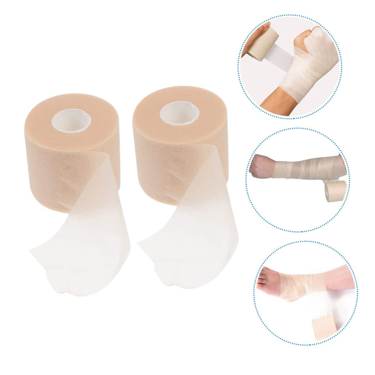 HAPINARY 6 Rolls Sports Ankle Sprains Tape Athletic Tapes Tape Elastic Foam Grip Tape Breathable Athletic Foam Tap Tape Foam Underwrap Sponge Khaki