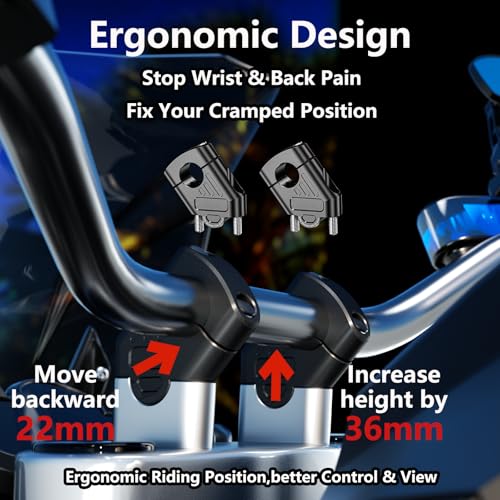 Image of LOKTENWO Aluminum Alloy 1.125 inch (28.6mm) Motorcycle Handlebar Risers | Universal Handlebar Mount Clamp Risers Compatible with Dirt Pit Bike