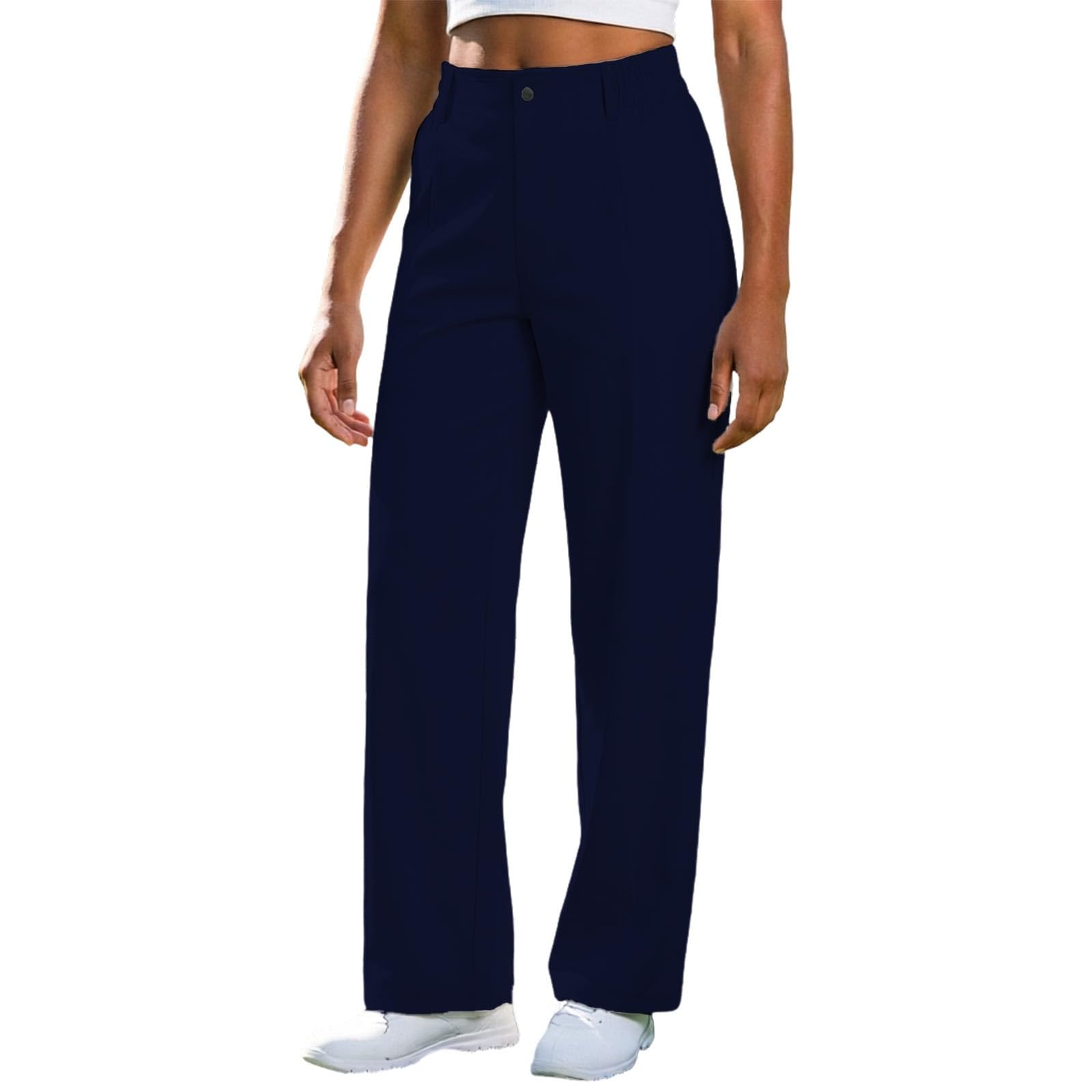 Pantaloni da golf da donna a gamba dritta, con elastico in vita, con tasche, traspiranti, leggeri, estivi, tinta unita, vestibilità ampia, pantaloni da lavoro, per vacanze, spiaggia, attività