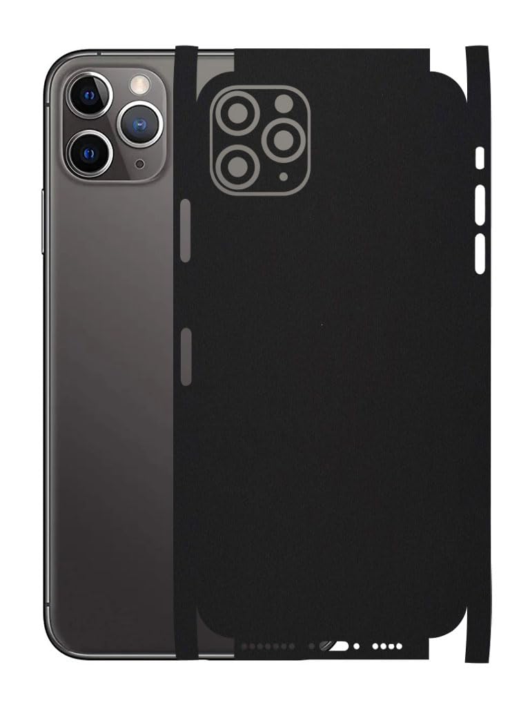 AtOdds - Compatible for iPhone 11 PRO MAX - Mobile Back Skin Sticker Wrap - Lamination - Rear Screen Guard Protector (Coverage - Back+Camera+Sides) (Design - Matte Black)-image-16