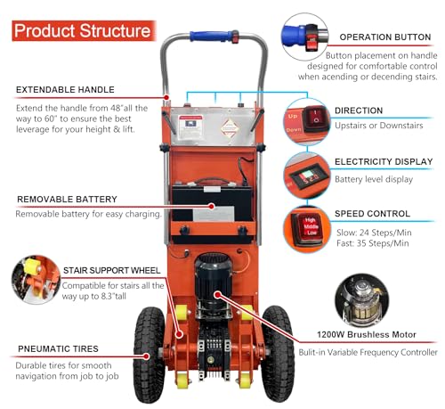 Carretilla eléctrica motorizada para escaleras 880 lbs miniatura 2