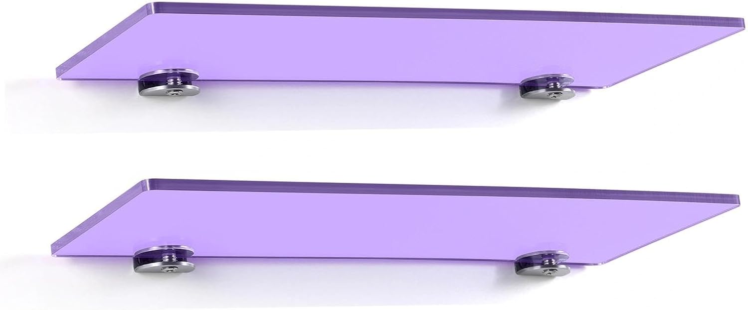 iobiotio Small Floating Shelves, 15'' Shelves for Wall, Decorative Floating Shelves for Home Office, Wall Mounted Rack, Purple, 2 Pcs