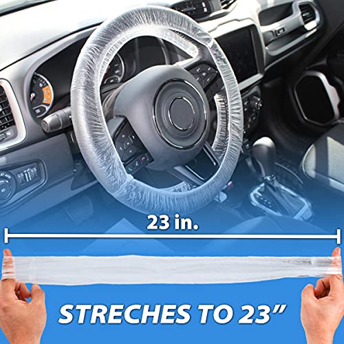 Versa-Tags Disposable Steering Wheel Covers, Universal Fit 500 Clear Plastic Steering Wheel Covers With Elastic Perfect For Automotive Service Oil Changes Body Shops #TOP2