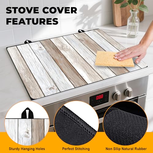 Image of Stove Top Cover Retro Flower Gas Stove Top Cover for Home Decoration Kitchen Pad Non-Stick Washable Cooktop Covers Countertop Protector Keep Stove Clean 28 inchx20 inch (Texture-3)