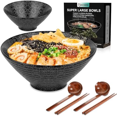NJCHARMS Ceramic Ramen Bowl Set of 2, 60 oz Japanese Noodle Soup ...