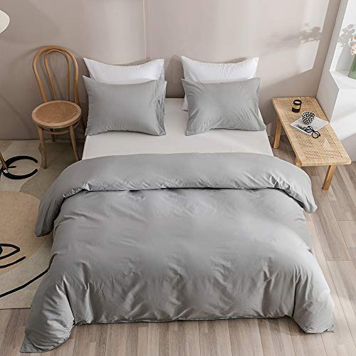 Image of KAREVER Silver Grey Comforter Set Twin Light Gray Beddig Set Kids Teens 3 Pieces Lightweight Durable Gray Comforter Set