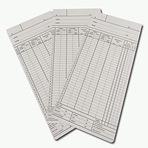 XT105100: 100 cartellini mensili in cartoncino da timbrare per orologi solari Seiko modelli XT105 (SM105).