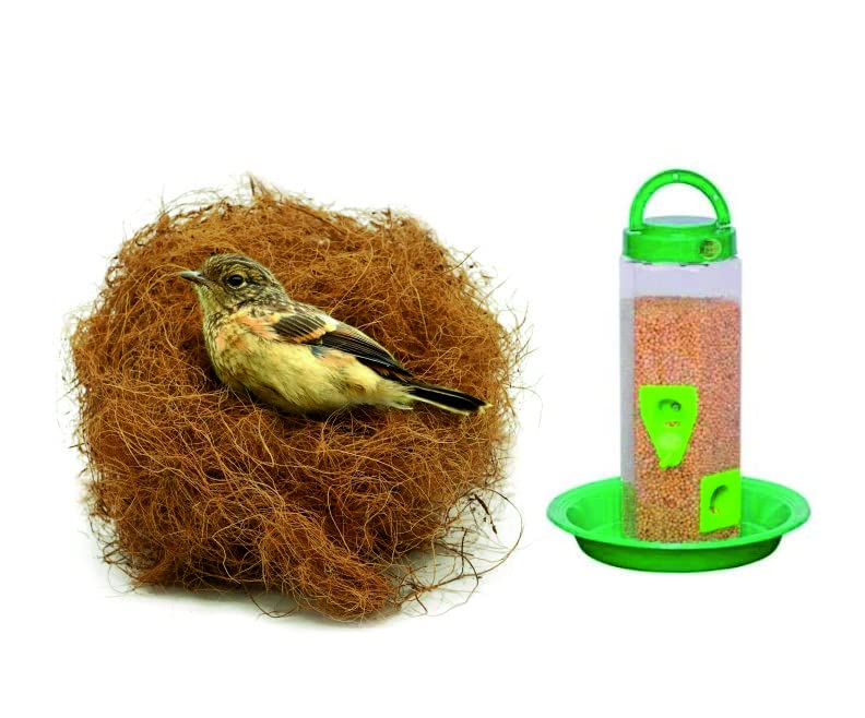 ECO SOFT Natural Coconut Fiber Nesting Material For All Birds And Small Animals Sufficient For 4 Bird Nests(Nest Fiber + Bird Feeder(Medium)) (B09TPFRM52) Amazon Price History, Amazon Price Tracker