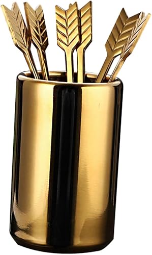 Ciieeo 1 juego de palillos de cóctel de acero inoxidable, tenedores de frutas para aperitivos, pinchos de metal dorado para fiesta de frutas