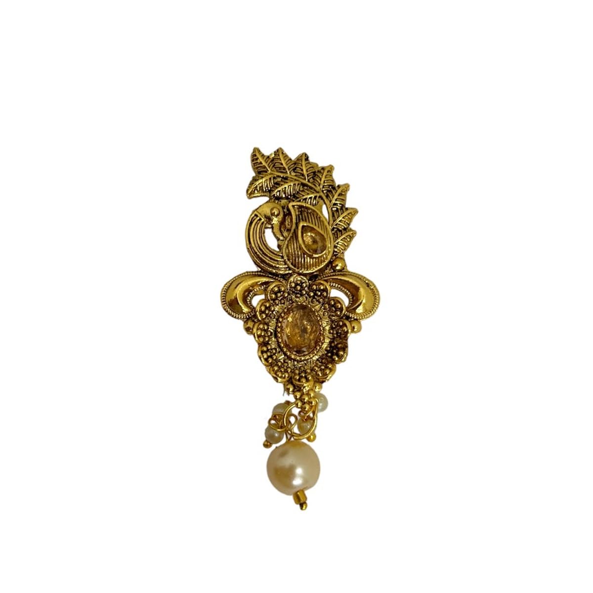 Accessher Gold Plated Traditional Semi Precious Stones Studded Antique Peacock Design Unisex Brooch/Saree Pin for Women and Girls Pack of 1 (Gold) (B0DD3W5YKY) Amazon Price History, Amazon Price Tracker
