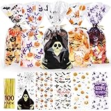 bighan 100 pezzi halloween bustine regalini festa bambini, sacchetto regalo di caramelle borsa biscotti regalo carino sacchetto regalo adatto per la festa di compleanno di nozze festa di halloween