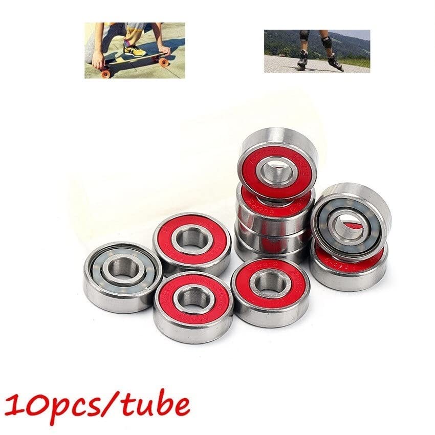 10pcs Red Bearing 608 Double Rocker Inline Skates Bearing 608rs Skateboard Wheel Roller Longboard Board Bearings Parts