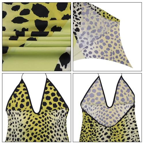 Image of Women's Sexy Halter Backless Leopard Print Maxi Dress Irregular Hem Low Cut Long Dress Party Vacation Dress