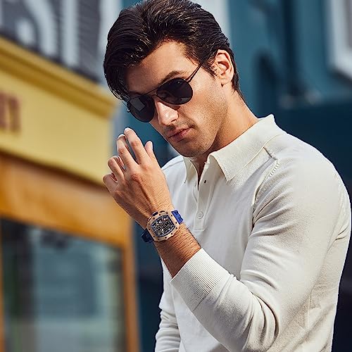 Image of Tsar Bomba Mens Watches Quartz Wristwatch for Men Waterproof 50M Analog Luxury Tonneau Chronograph Calendar Date Men's Dress Business Work Watch Gift for Men