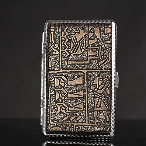 Leather Cigarette Case Metal Black Golden Elegant Cigarette Case for 14 Cigarettes, Cigarette Case Slim Cigarette Case Golden Cigarette Box Cover