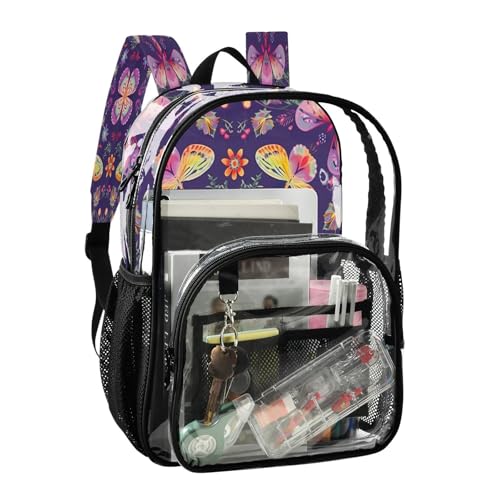 Cute Flower Pattern Clear Backpack - Stadium Approved Large 15.7-inch Waterproof Transparent Bag for Sports, Concerts, Work, Travel#2252