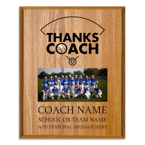 Personalized Coach Plaque - Custom Award with Name, Team Picture & Year - Coach Gift for Appreciation, Retirement, Soccer, Football, Baseball, Cheer (Baseball, 9