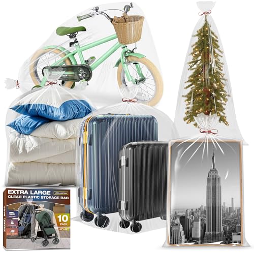 40 x 60 Inches 2 Mil Clear Plastic Storage Bags, Extra Large Flat Plastic Bag, Ideal for Moving,Storage, Packing Suitcases Luggage, Strollers, Pillows, Bikes, Chairs (10 packs?