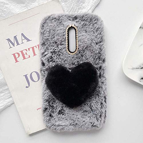 YHY Linda Funda Teléfono con Forma Corazón Felpa para ZTE Axon 7 Mini Funda Teléfono Romántica Creativa Moda Gris Oscuro