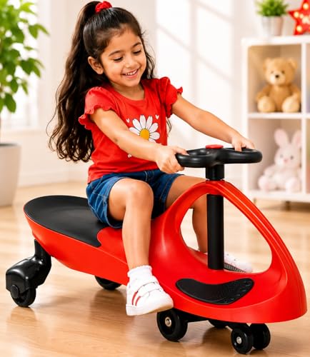 Image of Wishmaster Premium Wiggle Car Ride On Toy for Kids, Magic Swing Car with Smooth Silent Wheels, Twist Steering Manual Ride On Car for Boys & Girls, Indoor Outdoor Play, Age 3-8 Years