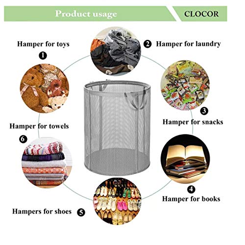 Mambabydad 17Inch Laundry Basket Round Collapsible Laundry Hamper Freestanding Eva Plastic Clothes Baskets With Handles (50L, Grey) #TOP3