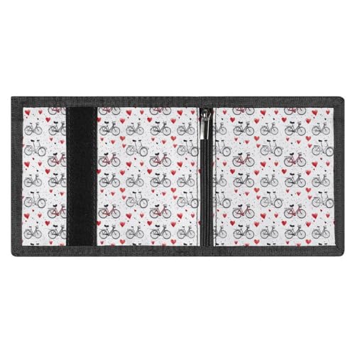 Love Bicycle Print Wallet for Men, 8 Credit Card Holder Slim Minimalist Front Pocket Small Mens Bifold Wallets3