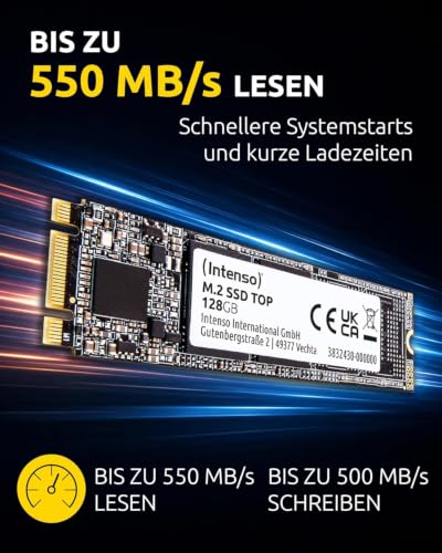 Intenso M.2 SSD SATA III Top 128 GB, Interne Festplatte mit 520 MB/s – Ansicht 2